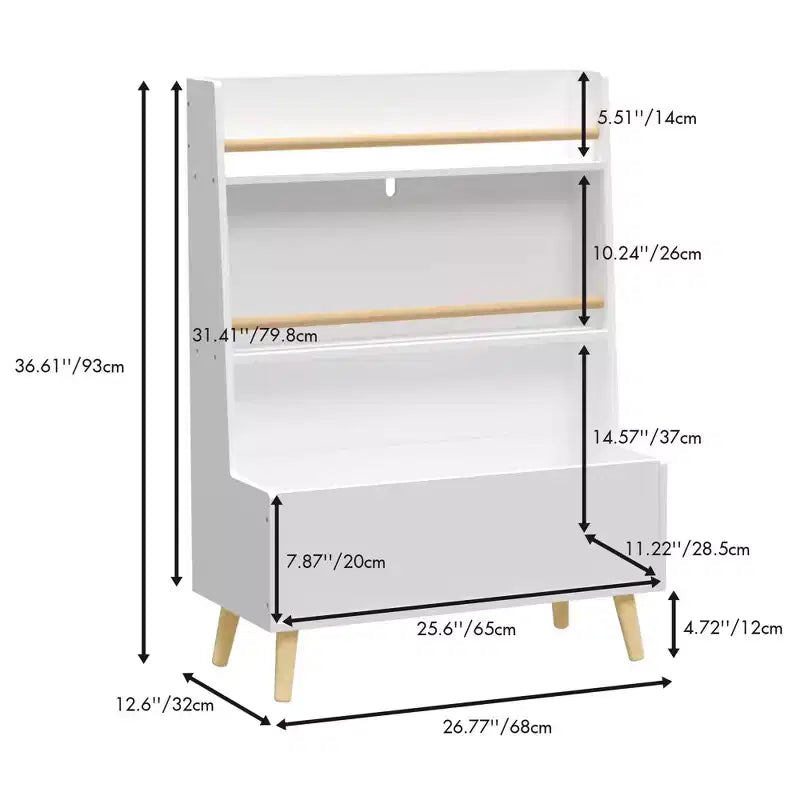 HOMLUX Scaffale per Libri per Bambini, Espositore per Libri e Riviste, Organizzatore Porta Giocattoli, Bianco