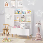 HOMLUX Scaffale per Libri per Bambini, Espositore per Libri e Riviste, Organizzatore Porta Giocattoli, Bianco