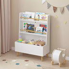 HOMLUX Scaffale per Libri per Bambini, Espositore per Libri e Riviste, Organizzatore Porta Giocattoli, Bianco