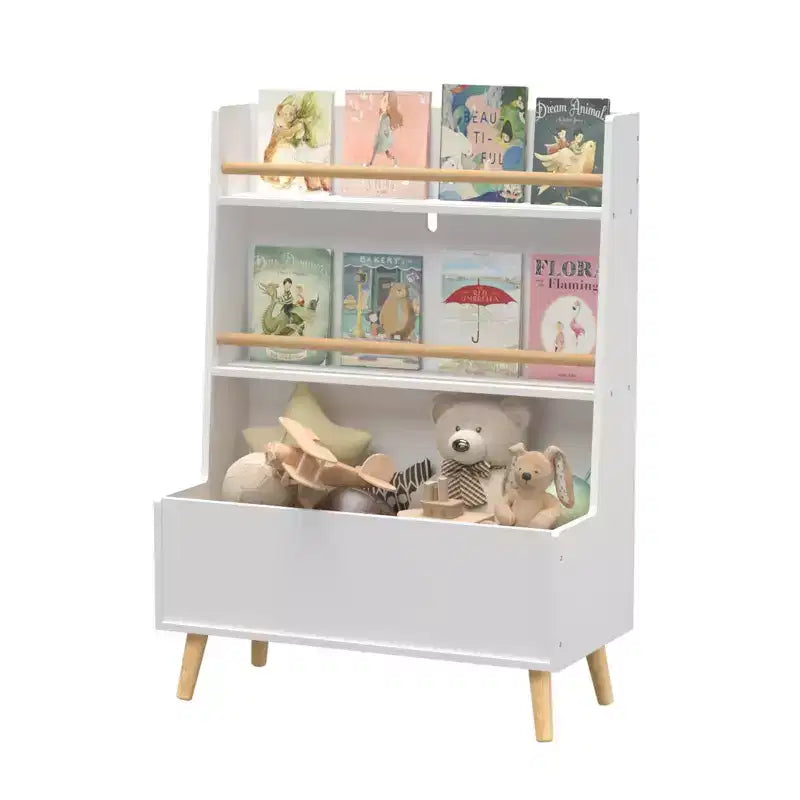 HOMLUX Scaffale per Libri per Bambini, Espositore per Libri e Riviste, Organizzatore Porta Giocattoli, Bianco