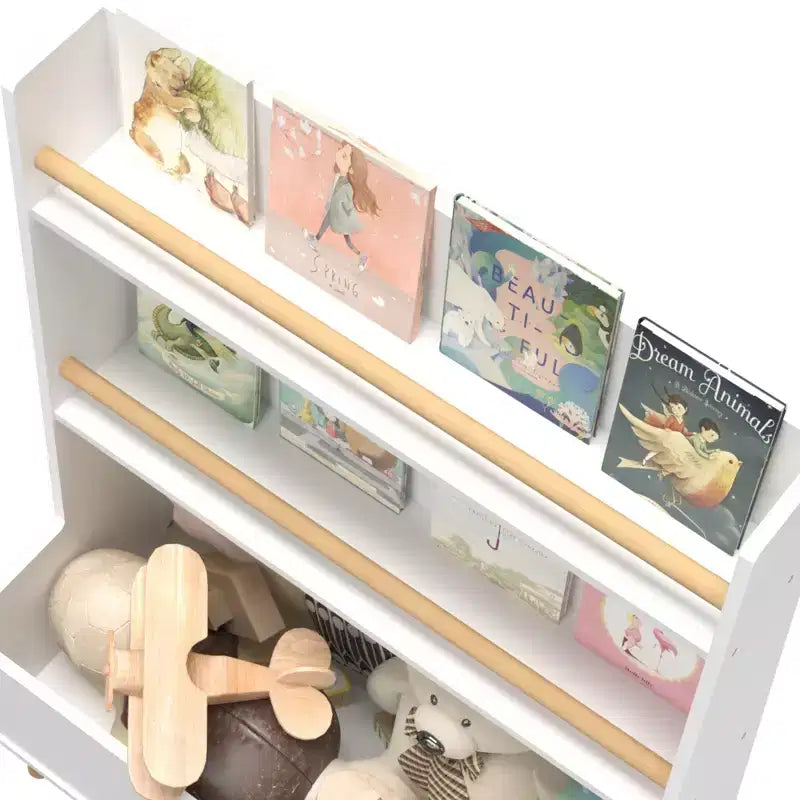 HOMLUX Scaffale per Libri per Bambini, Espositore per Libri e Riviste, Organizzatore Porta Giocattoli, Bianco