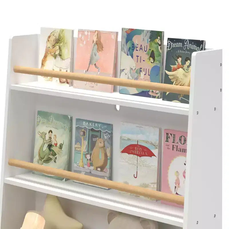 HOMLUX Scaffale per Libri per Bambini, Espositore per Libri e Riviste, Organizzatore Porta Giocattoli, Bianco