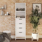 Torre armadio Systembuild Evolution Luxe con 4 cassetti/3 aste appendiabiti regolabili, Rovere Avorio