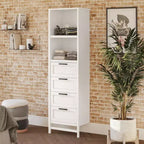 Torre armadio Systembuild Evolution Luxe con 4 cassetti/3 aste appendiabiti regolabili, Rovere Avorio