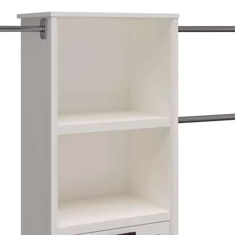Torre armadio Systembuild Evolution Luxe con 4 cassetti/3 aste appendiabiti regolabili, Rovere Avorio