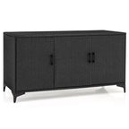 Costway 84 Gallon 3-Door Patio Wicker Storage Cabinet Deck Box with Removable Shelves Black/Mix Brown