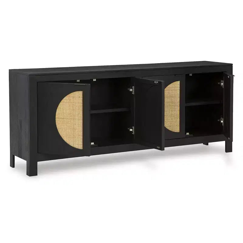 Signature Design by Ashley Cliffiings - Mobiletto credenza a 4 ante con 2 ripiani, colore nero