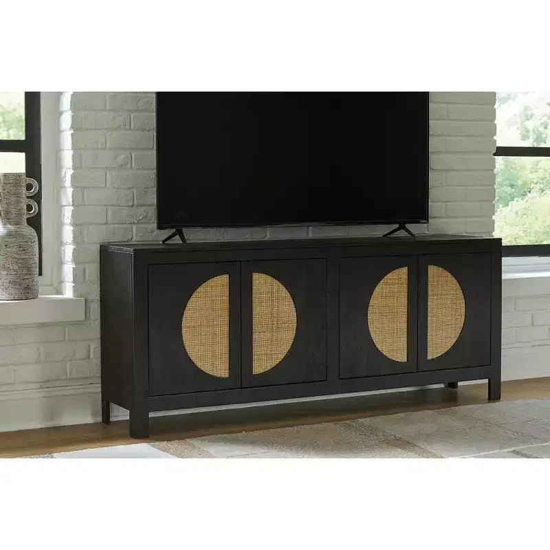 Signature Design by Ashley Cliffiings - Mobiletto credenza a 4 ante con 2 ripiani, colore nero