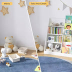 Libreria in Legno per Bambini a 4 Ripiani, Scaffale a 6 Livelli in Tessuto, Porta Libri per Neonati, Espositore per Libri, Mobile Contenitore per Libri e Giocattoli per Asilo Nido e Sala Giochi