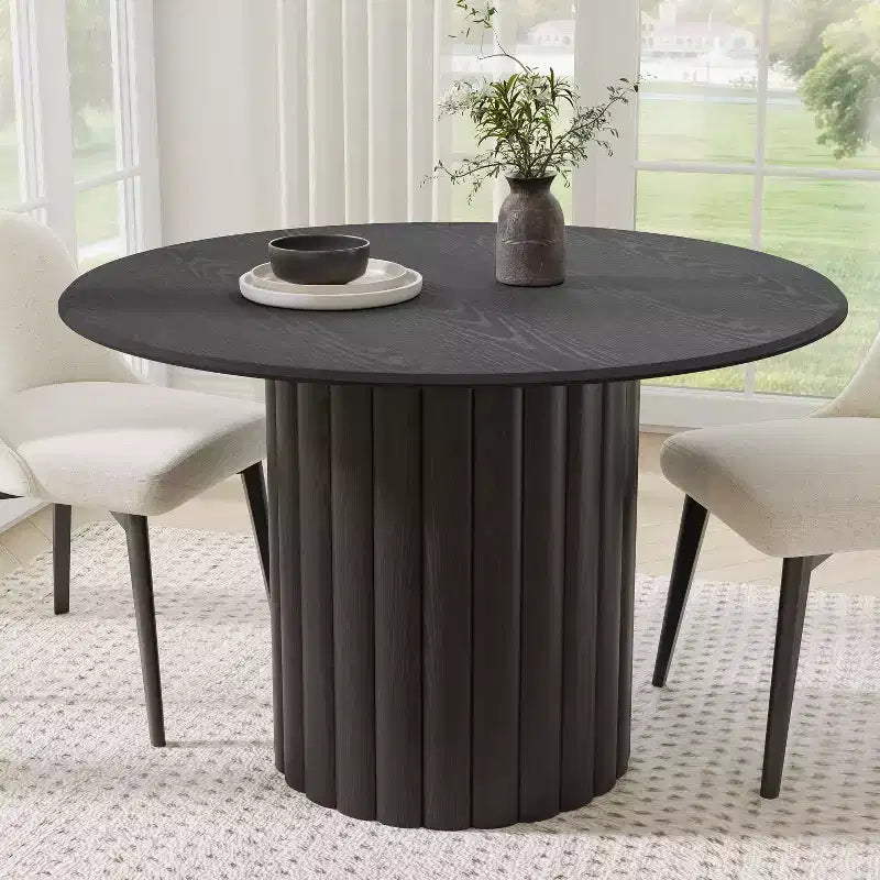 Tavolo da pranzo rotondo Dovelina, stile metà secolo, con base di design