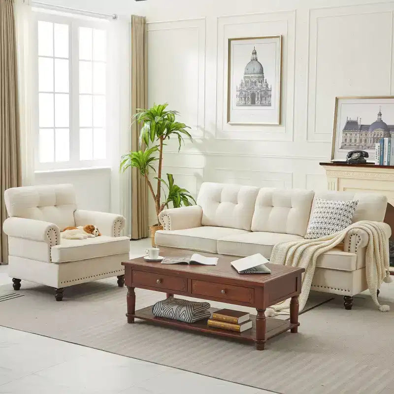 Hyleory 67.32 and 33.07 Upholstered Chenille Sofa Set for Living Room