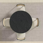 Tavolo da pranzo rotondo in legno nero Dovelina, tavoli da cucina con base di design per 6 persone