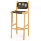Costway 1/2/4 PCS 30 Teak Wood Bar Chair with Backrest & Footrest Bar Height Chair for Deck