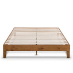Struttura letto a piattaforma in legno massello stile Mid-Century Modern – Legno naturale, 2 posti letto