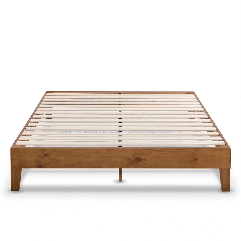 Struttura letto a piattaforma in legno massello stile Mid-Century Modern – Legno naturale, 2 posti letto