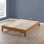 Struttura letto a piattaforma in legno massello stile Mid-Century Modern – Legno naturale, 2 posti letto