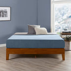 Struttura letto a piattaforma in legno massello stile Mid-Century Modern – Legno naturale, 2 posti letto