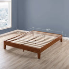 Struttura letto a piattaforma in legno massello stile Mid-Century Modern – Legno naturale, 2 posti letto