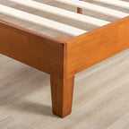 Struttura letto a piattaforma in legno massello stile Mid-Century Modern – Legno naturale, 2 posti letto