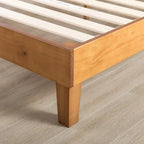 Struttura letto a piattaforma in legno massello stile Mid-Century Modern – Legno naturale, 2 posti letto