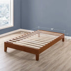Struttura letto a piattaforma in legno massello stile Mid-Century Modern – Legno naturale, 2 posti letto