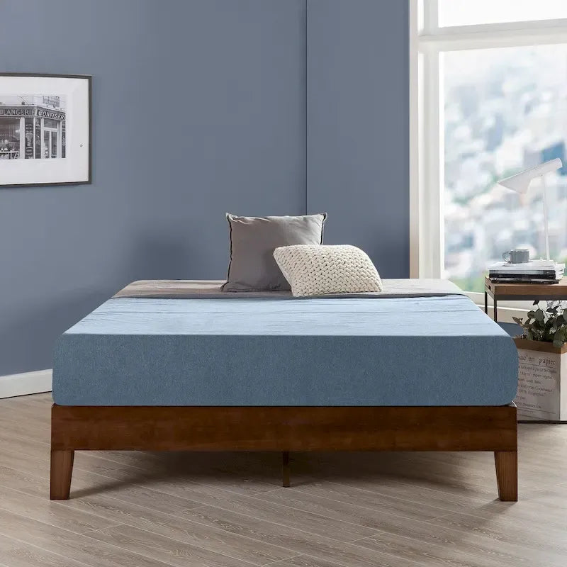 Struttura letto a piattaforma in legno massello stile Mid-Century Modern – Legno naturale, 2 posti letto