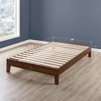 Struttura letto a piattaforma in legno massello stile Mid-Century Modern – Legno naturale, 2 posti letto