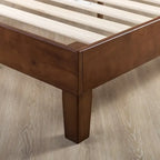 Struttura letto a piattaforma in legno massello stile Mid-Century Modern – Legno naturale, 2 posti letto