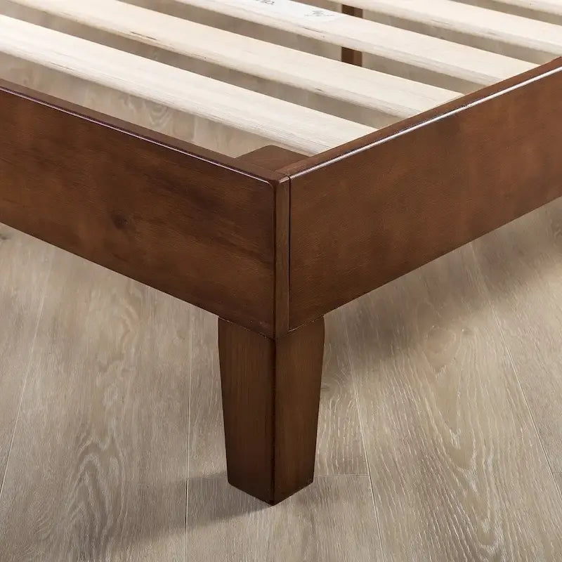 Struttura letto a piattaforma in legno massello stile Mid-Century Modern – Legno naturale, 2 posti letto