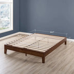 Struttura letto a piattaforma in legno massello stile Mid-Century Modern – Legno naturale, 2 posti letto