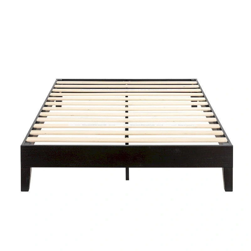 Struttura letto a piattaforma in legno massello stile Mid-Century Modern – Legno naturale, 2 posti letto