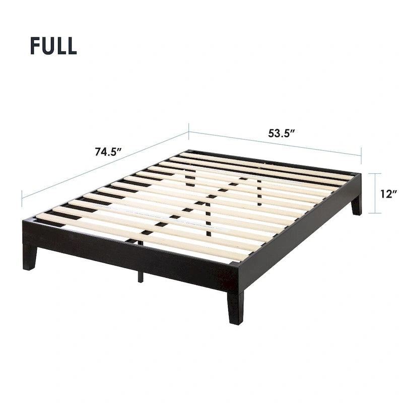 Struttura letto a piattaforma in legno massello stile Mid-Century Modern – Legno naturale, 2 posti letto