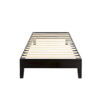Struttura letto a piattaforma in legno massello stile Mid-Century Modern – Legno naturale, 2 posti letto