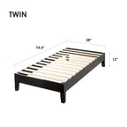 Struttura letto a piattaforma in legno massello stile Mid-Century Modern – Legno naturale, 2 posti letto