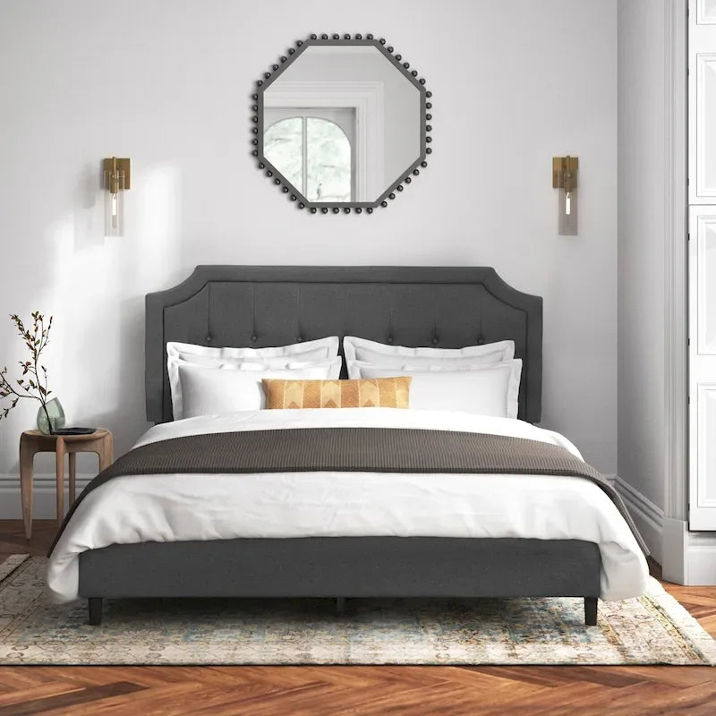 Base letto imbottita moderna con testiera regolabile – Beige / Blu / Grigio, singola / a una piazza e mezza / matrimoniale, per 1-2 persone