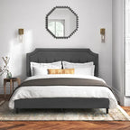 Base letto imbottita moderna con testiera regolabile – Beige / Blu / Grigio, singola / a una piazza e mezza / matrimoniale, per 1-2 persone