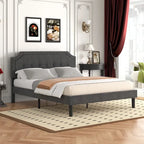 Base letto imbottita moderna con testiera regolabile – Beige / Blu / Grigio, singola / a una piazza e mezza / matrimoniale, per 1-2 persone