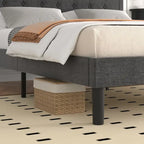 Base letto imbottita moderna con testiera regolabile – Beige / Blu / Grigio, singola / a una piazza e mezza / matrimoniale, per 1-2 persone