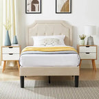 Base letto imbottita moderna con testiera regolabile – Beige / Blu / Grigio, singola / a una piazza e mezza / matrimoniale, per 1-2 persone
