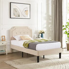 Base letto imbottita moderna con testiera regolabile – Beige / Blu / Grigio, singola / a una piazza e mezza / matrimoniale, per 1-2 persone