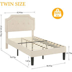 Base letto imbottita moderna con testiera regolabile – Beige / Blu / Grigio, singola / a una piazza e mezza / matrimoniale, per 1-2 persone