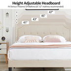 Base letto imbottita moderna con testiera regolabile – Beige / Blu / Grigio, singola / a una piazza e mezza / matrimoniale, per 1-2 persone