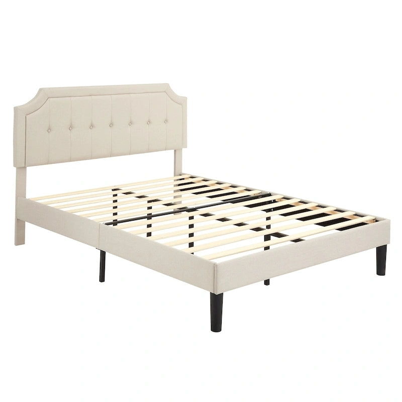 Base letto imbottita moderna con testiera regolabile – Beige / Blu / Grigio, singola / a una piazza e mezza / matrimoniale, per 1-2 persone