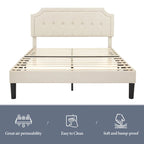 Base letto imbottita moderna con testiera regolabile – Beige / Blu / Grigio, singola / a una piazza e mezza / matrimoniale, per 1-2 persone