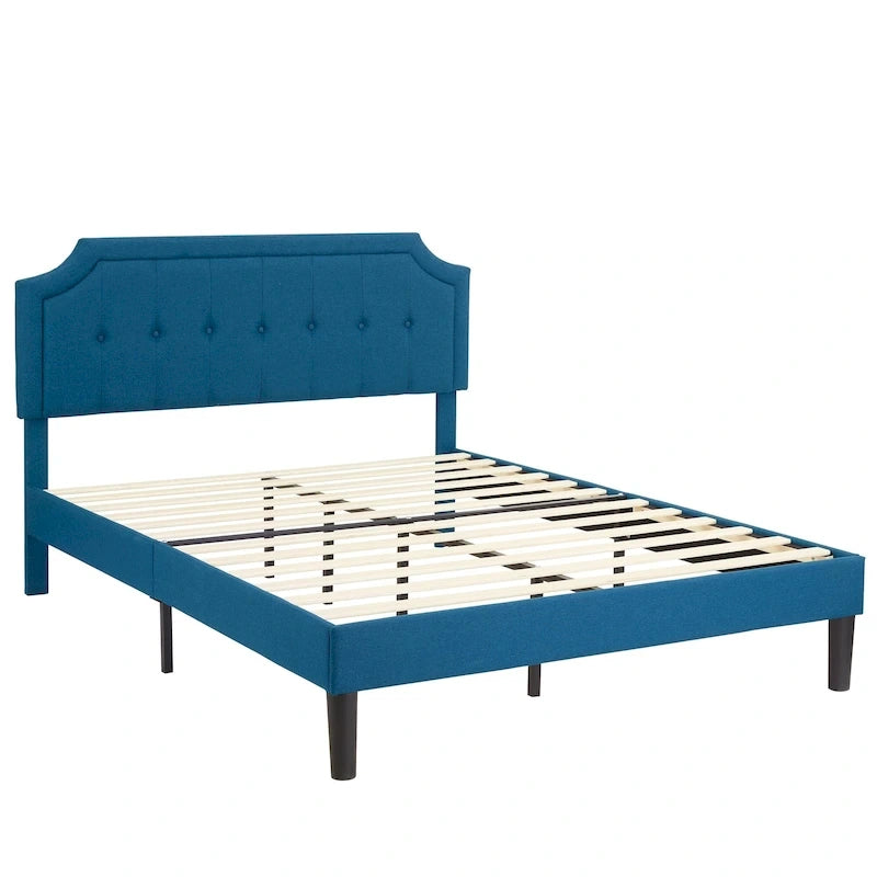 Base letto imbottita moderna con testiera regolabile – Beige / Blu / Grigio, singola / a una piazza e mezza / matrimoniale, per 1-2 persone