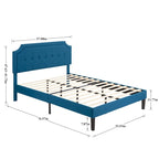 Base letto imbottita moderna con testiera regolabile – Beige / Blu / Grigio, singola / a una piazza e mezza / matrimoniale, per 1-2 persone