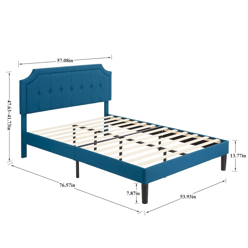 Base letto imbottita moderna con testiera regolabile – Beige / Blu / Grigio, singola / a una piazza e mezza / matrimoniale, per 1-2 persone