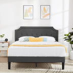 Base letto imbottita moderna con testiera regolabile – Beige / Blu / Grigio, singola / a una piazza e mezza / matrimoniale, per 1-2 persone