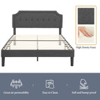Base letto imbottita moderna con testiera regolabile – Beige / Blu / Grigio, singola / a una piazza e mezza / matrimoniale, per 1-2 persone