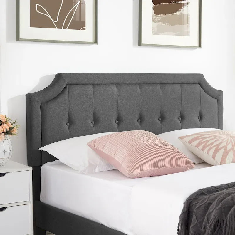 Base letto imbottita moderna con testiera regolabile – Beige / Blu / Grigio, singola / a una piazza e mezza / matrimoniale, per 1-2 persone